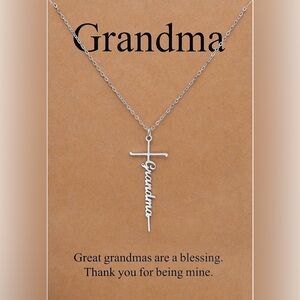 Silver 'Grandma' Cross Necklace
